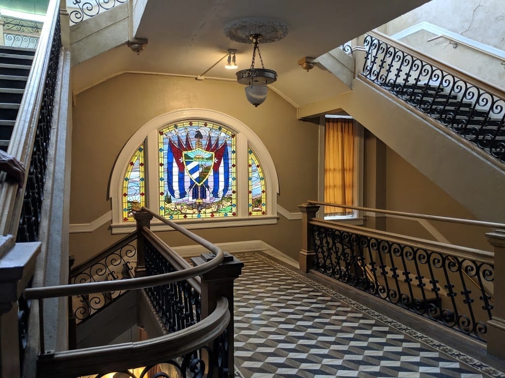 Stained glass window at the Cuban Club restaurant