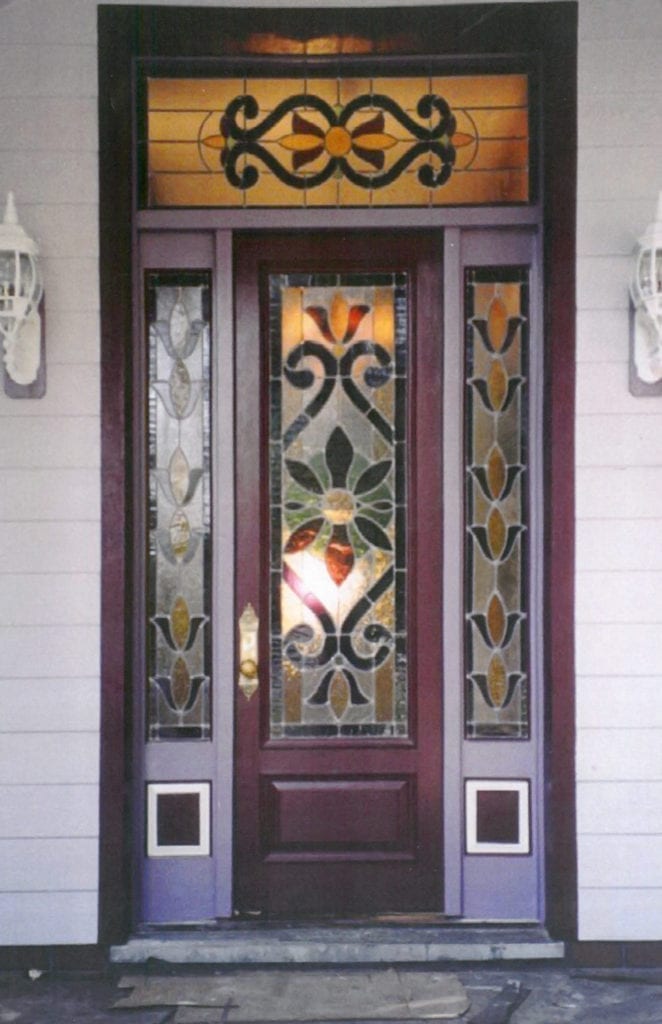 A stained glass window door design for a house